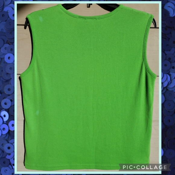 Vibrant Green Y2K Blue Sequin Starburst Embellished Graphic Summer Sweater Vest - Picture 12 of 16